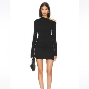 SNDYS one shoulder black dress XS